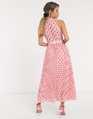 pink and red spot dress