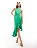 [Style Cheat] Style Cheat halterneck ruffle midi dress in green 12 GREEN