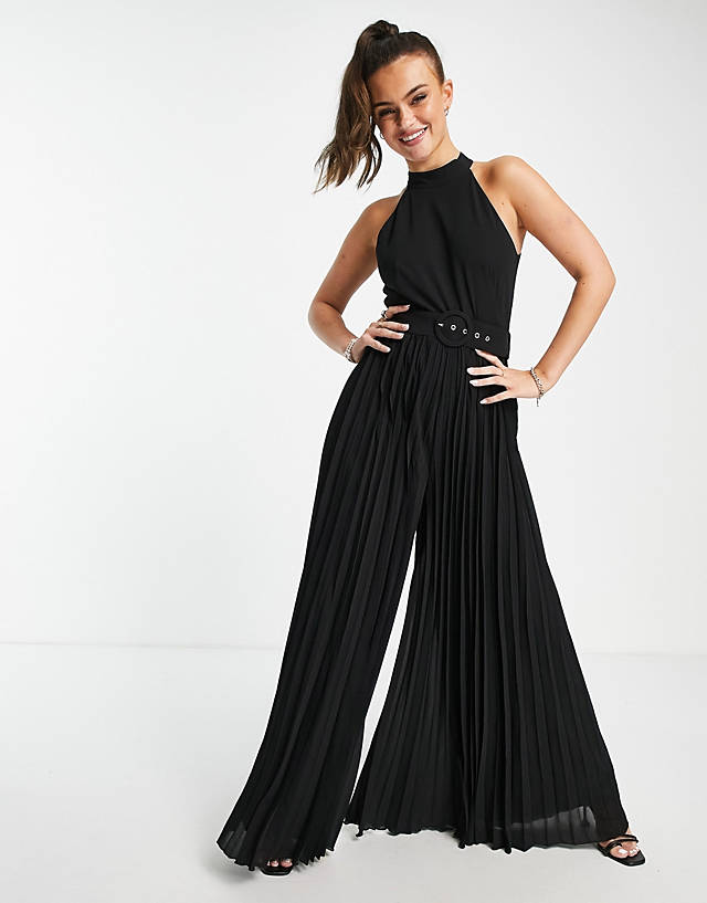 Style Cheat - high neck belted jumpsuit in black