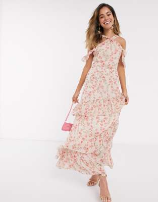 ruffle hem maxi dress