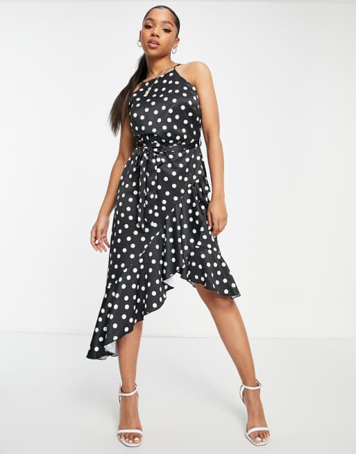 Polka dot store ruffle midi dress