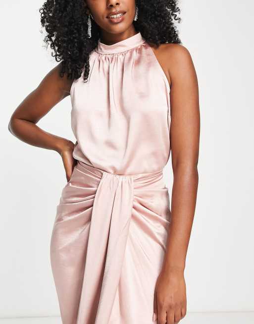 Blush pink hot sale satin top