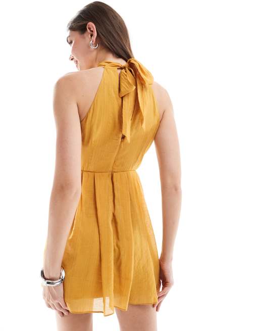 Style Cheat high neck swing mini dress in mustard