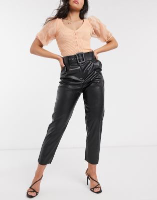 high waisted pu trousers