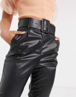 black high waisted pu trousers