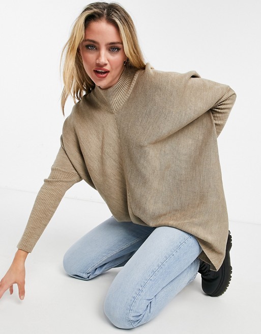 Style Cheat Hope knitted roll neck jumper in beige