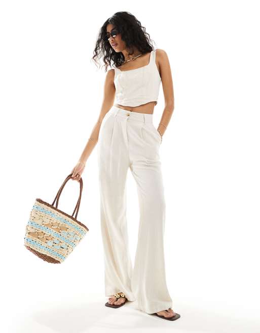 Style Cheat – Hose im Leinen-Look in Rosé mit weitem Bein 