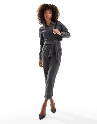 Style Cheat - Jeans-Jumpsuit in verwaschenem Schwarz