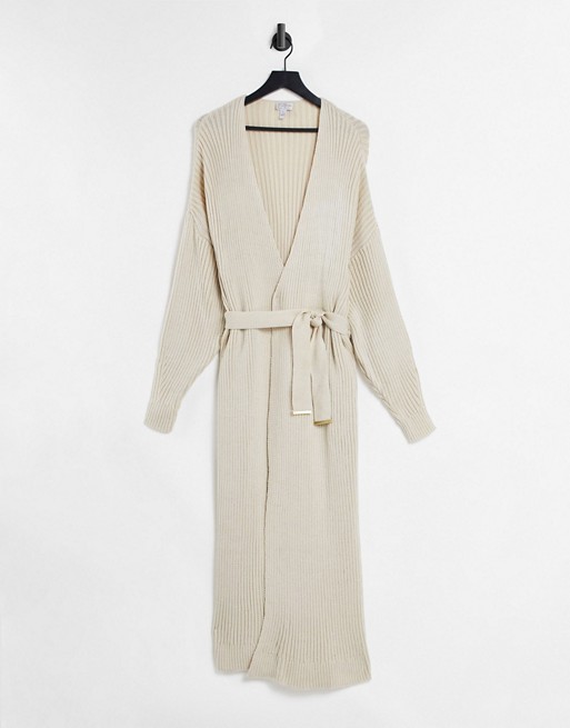 Style Cheat long knitted cardigan with volume sleeve in oat