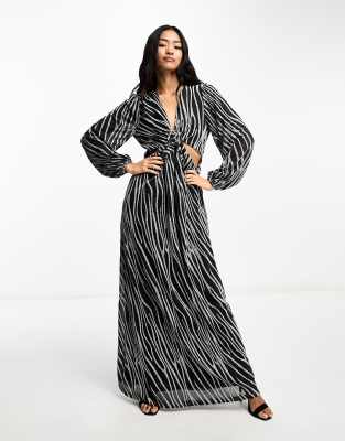 Style Cheat Style Cheat metallic dress in silver zebra-Multi