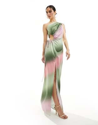 Style Cheat - Midaxikleid aus Satin mit Farbverlauf und One-Shoulder-Träger-Bunt