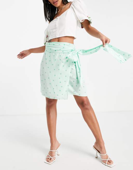 Green mini 2024 wrap skirt