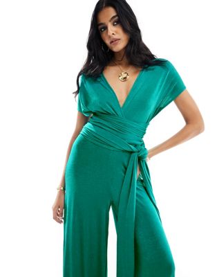 Style Cheat multiway wide leg jumpsuit in blue - ASOS Price Checker