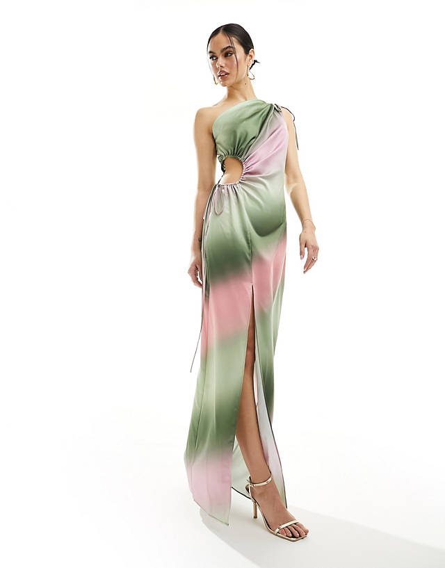 Style Cheat - one shoulder satin midaxi dress in ombre effect