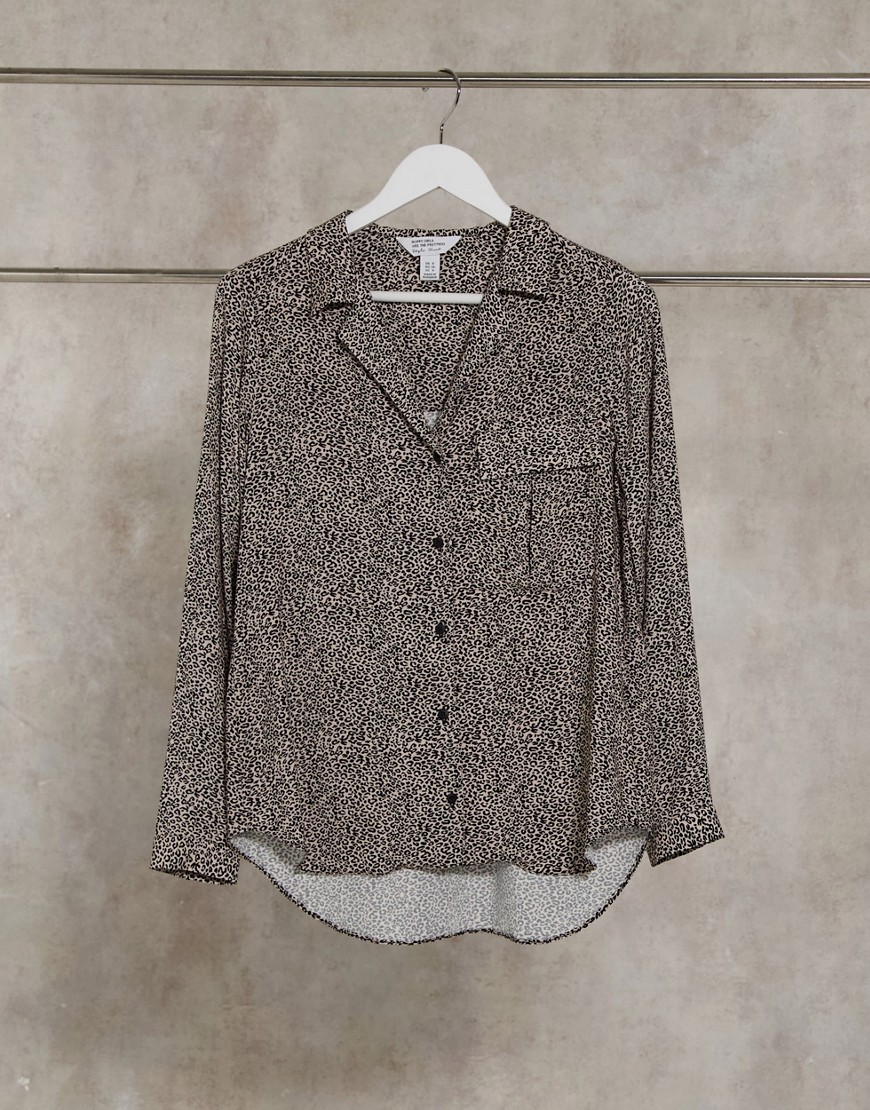 Style Cheat Open Collar Shirt In Micro Leopard Print-grey