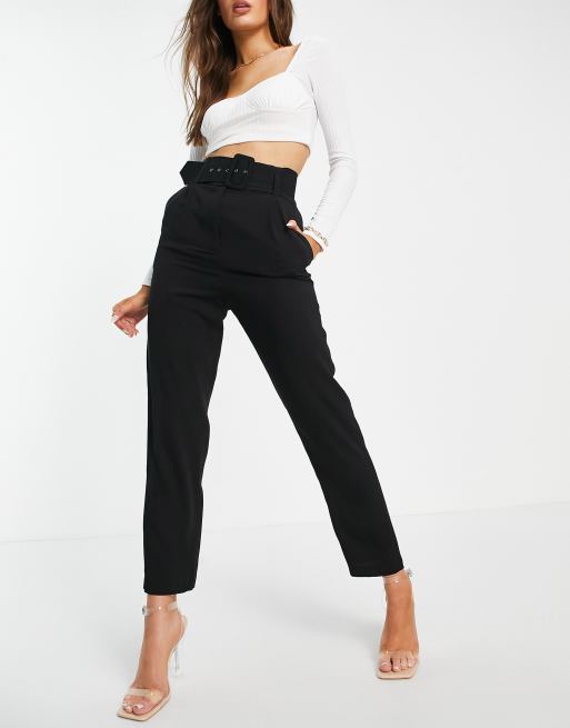 Style Cheat - Pantalon ajusté taille haute avec boucle - Noir