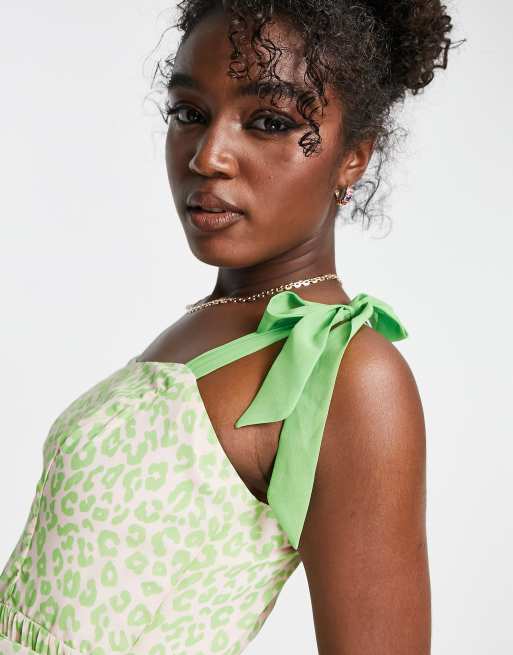 Lime leopard print store dress