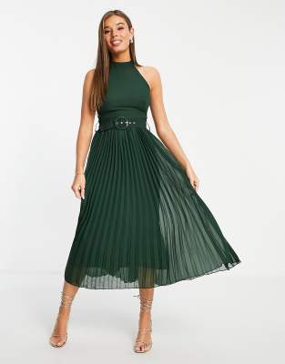 midaxi pleated dress
