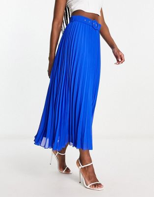 Style Cheat pleated midaxi skirt in cobalt