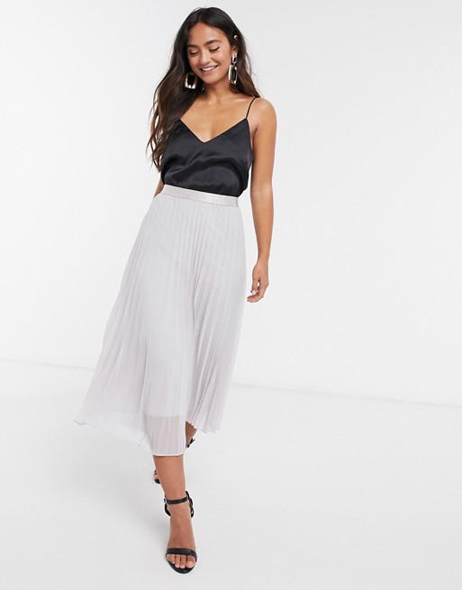 Style Cheat pleated midi skirt in silver