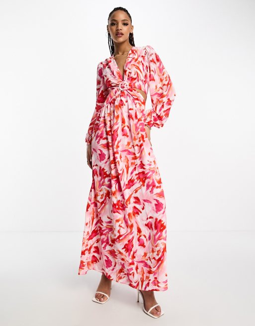 Style Cheat plunge cut-out midaxi dress in abstract print | ASOS