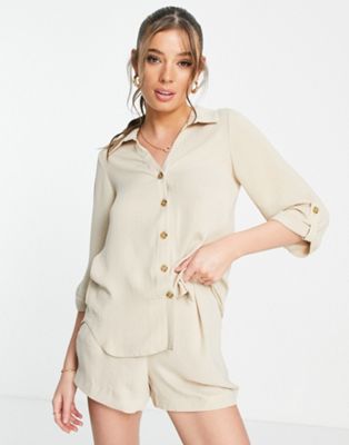 Style Cheat relaxed shirt co-ord in taupe