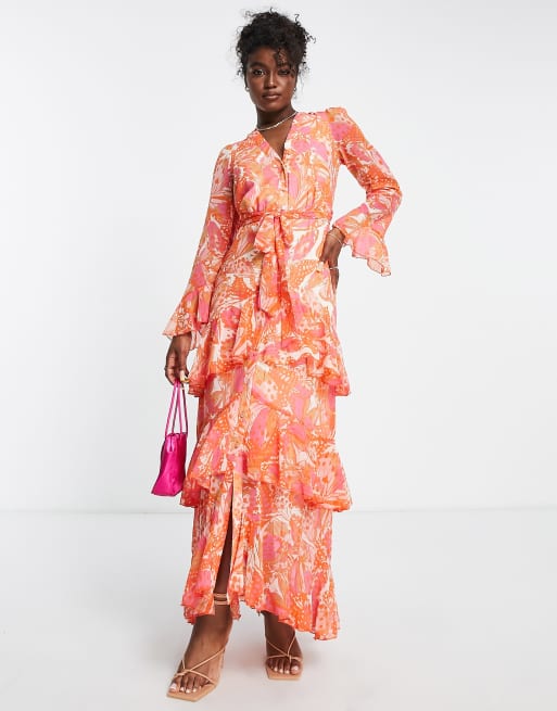 Robe rose et orange hot sale