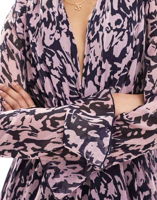 Style Cheat ruffle detail maxi dress in purple print, 2 of 4