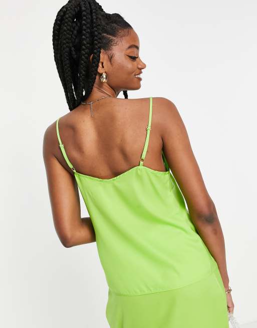 Style Cheat satin cami top in lime green - part of a set