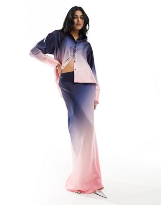 Style Cheat satin maxi skirt in ombre effect co-ord