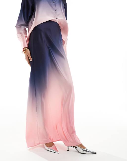 Ombre satin skirt maxi dress best sale