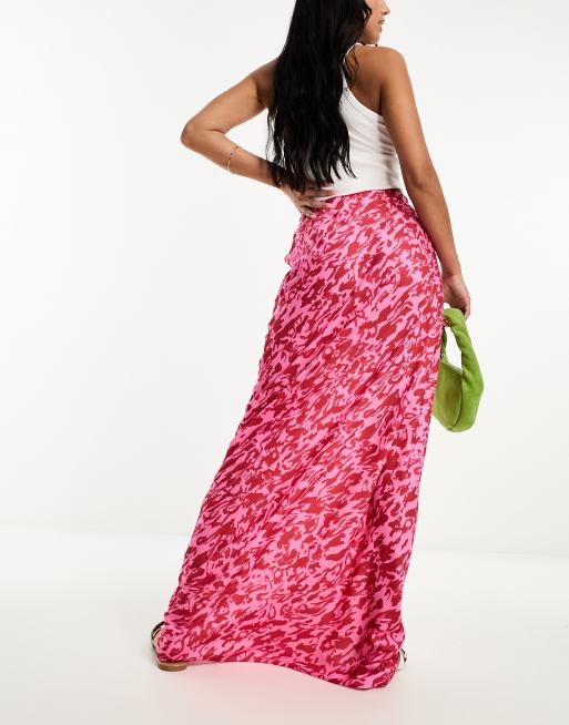 Pink leopard outlet print maxi skirt