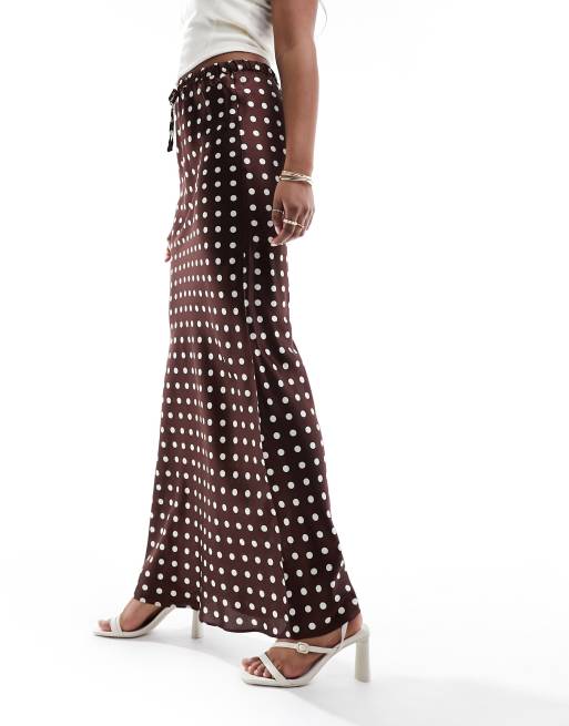 Style Cheat satin maxi skirt with tie waist in brown spot ASOS