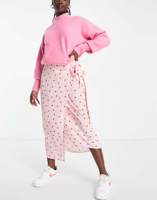 Pink heart 2025 midi skirt