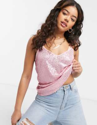 womens pink sequin top