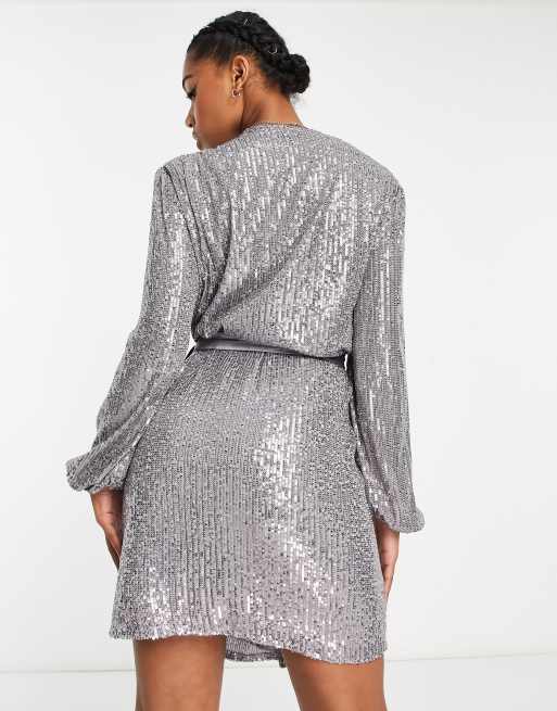 sequin wrap dress uk