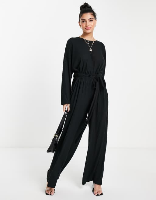 Style Cheat - Sort jumpsuit med brede ben og bindebånd i taljen