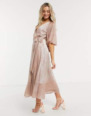 rose gold wrap dress