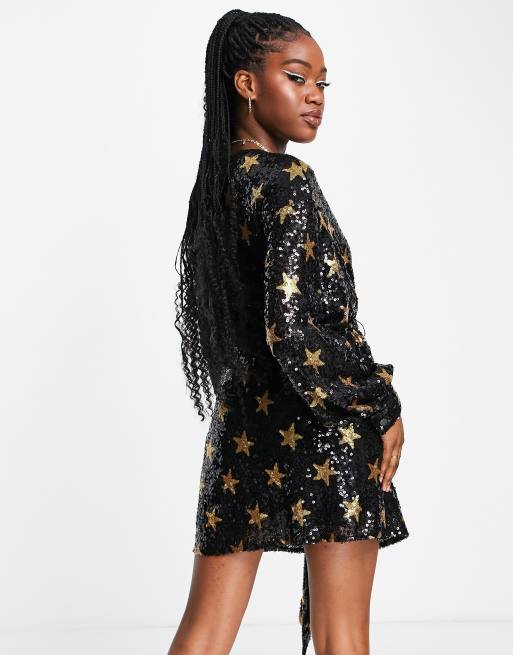 Black dress gold outlet stars