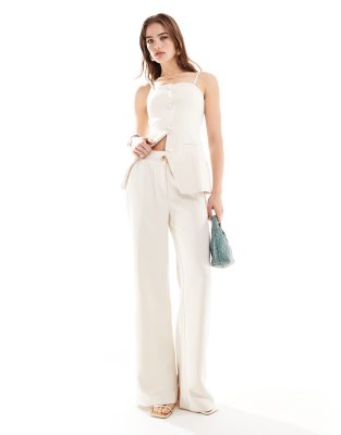 Style Cheat tailored trousers in cream co-ord-White