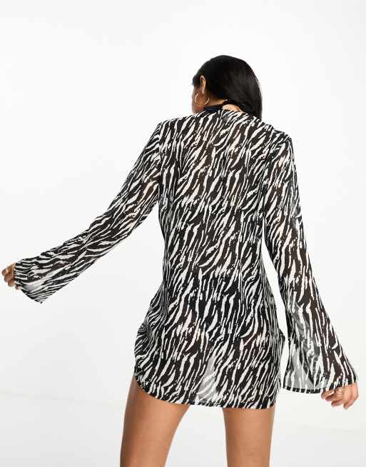 Style Cheat tie front beach wrap dress in zebra print | ASOS