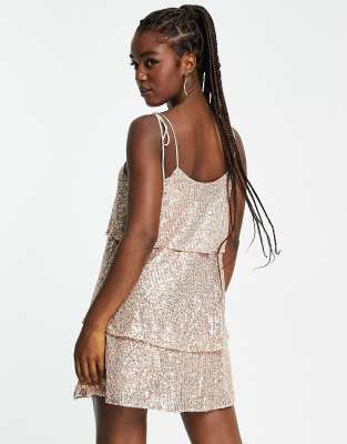 champagne tiered dress