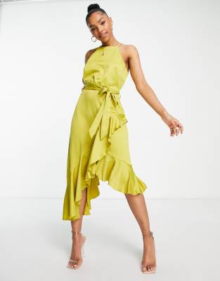 Vestito midi allacciato al collo verde lime - Style Cheat  donna Verde - immagine2