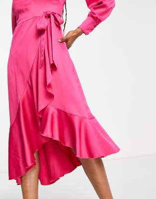 Vestito midi avvolgente con volant rosa - Style Cheat  donna Rosa - immagine1