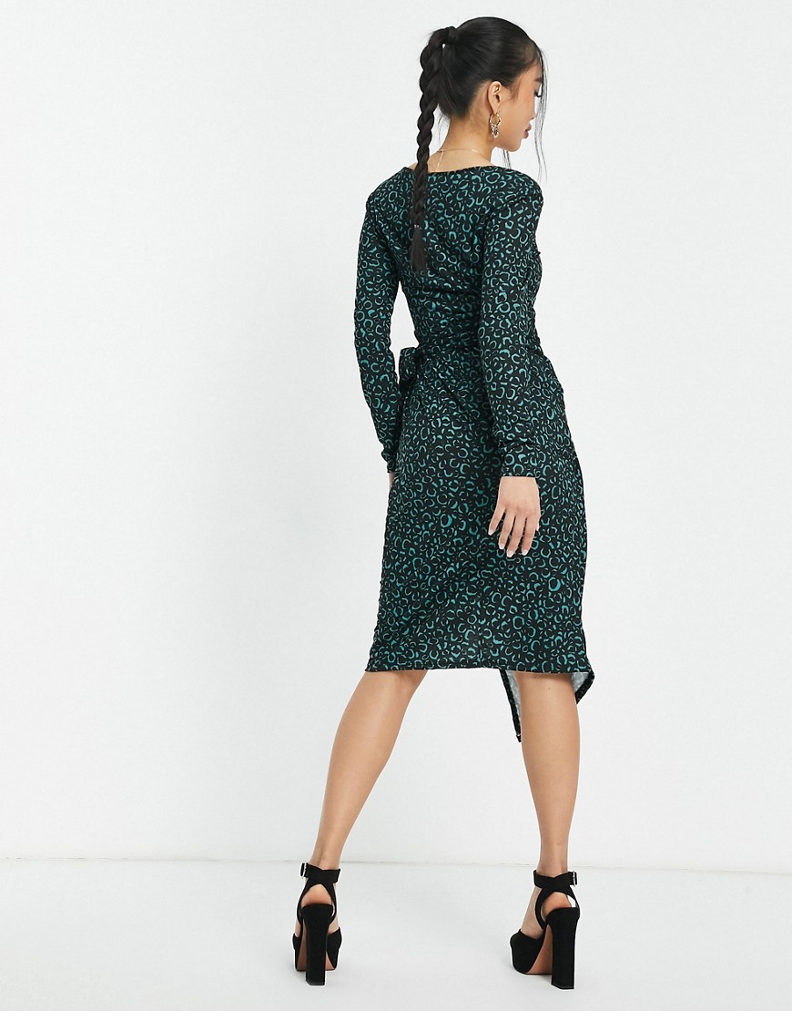 Vestito midi avvolgente verde leopardato - Style Cheat  donna Verde - immagine1