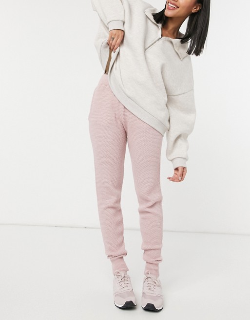 Style Cheat waffle knit jogger co-ord in pink