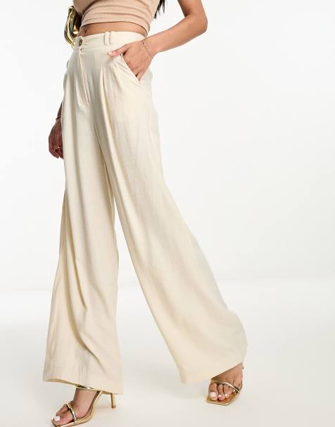 Style Cheat wide leg pants in cream - view 1