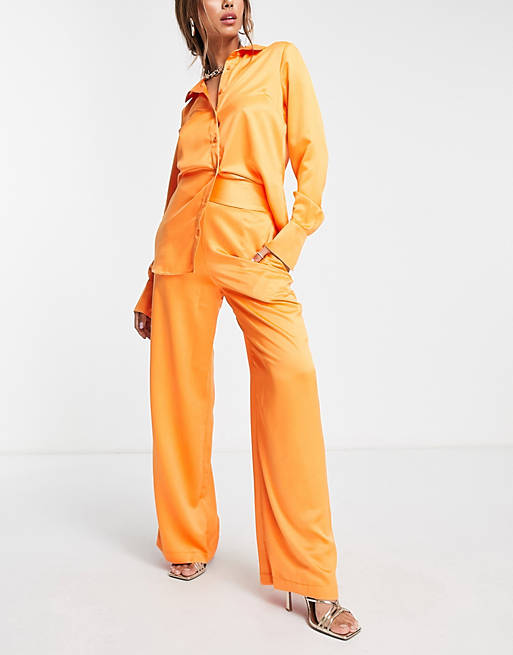 Style Cheat wide leg pants in tangerine - part of a set