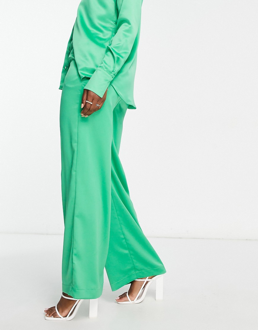 wide leg pants in vibrant green - part of a set