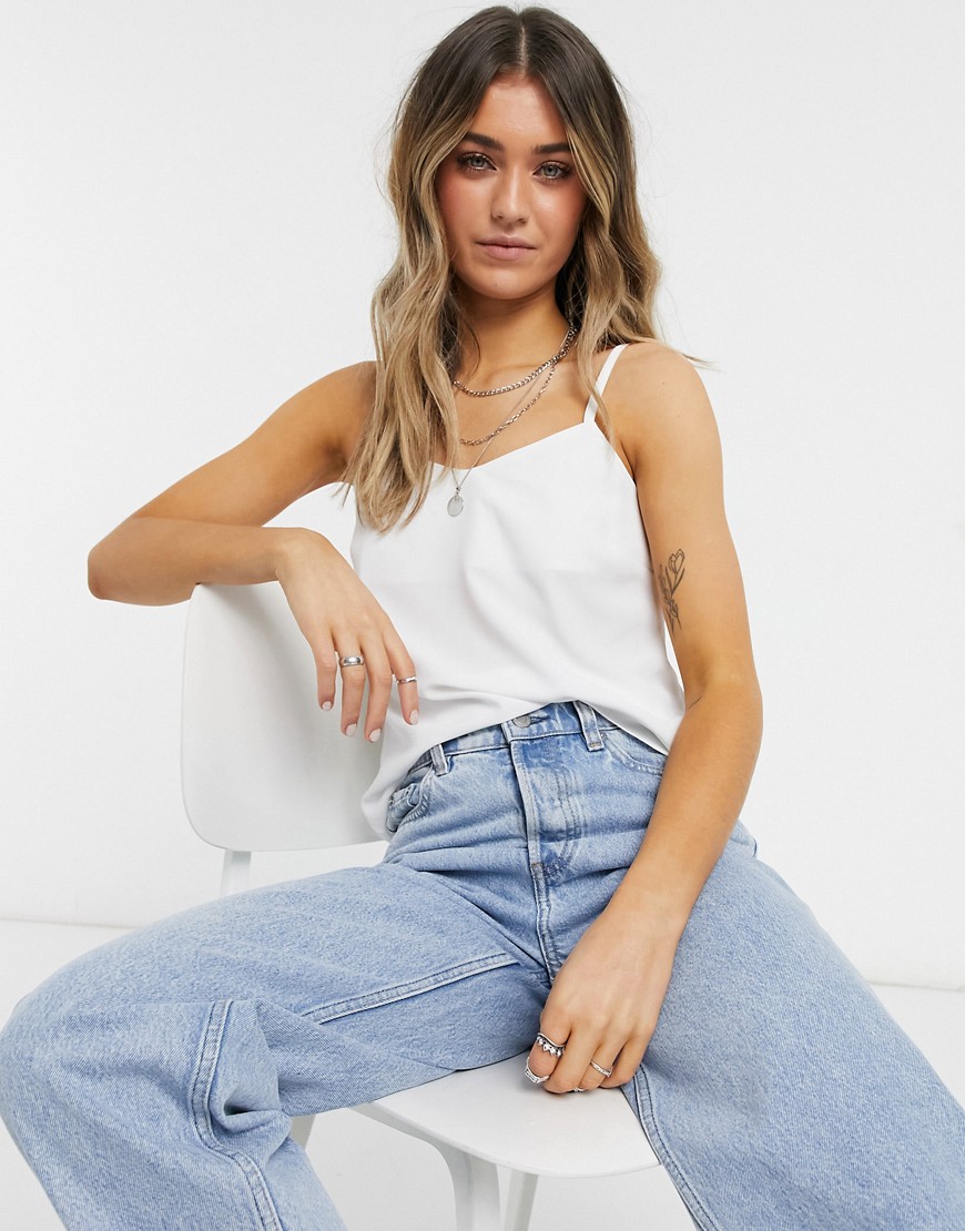 Style Cheat woven cami top in ivory-White